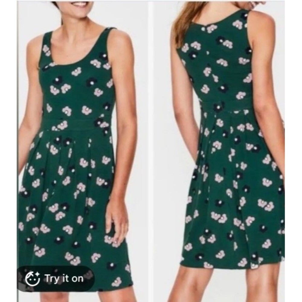 Boden Women’s Joanna Ponte Dress Size 12 long Daisy Floral Retro Twee Office